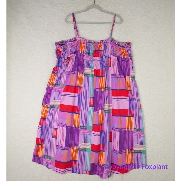 Eloqui Shift Dress Smocked Bodice Empire Gathered‎ Color Block Midi plus size 26 - Picture 3 of 16